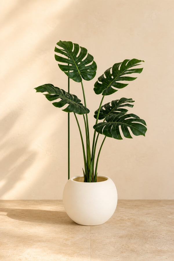 Monstera Artificiel en Pot Blanc