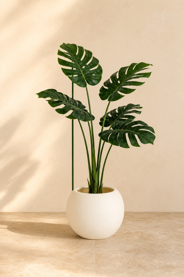 Monstera Artificiel en Pot Blanc